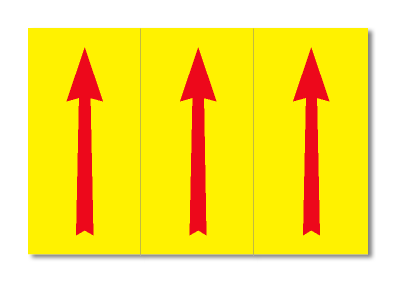 דף 3 מדבקות לסימון צנרת חץ כיוון זרימה אדום / צהוב