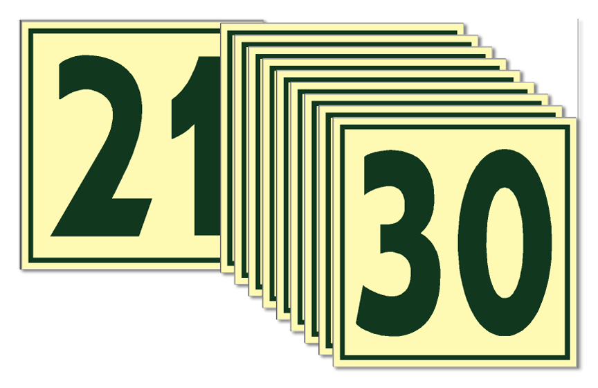 סט מדבקות שלטים פולטי אור (הג”א) מספרים 21 עד 30