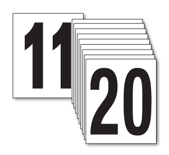סט 10 מדבקות מספרים רצים 11-20