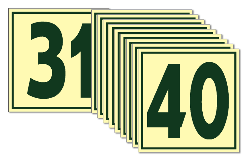 סט מדבקות שלטים פולטי אור (הג”א) מספרים 31 עד 40