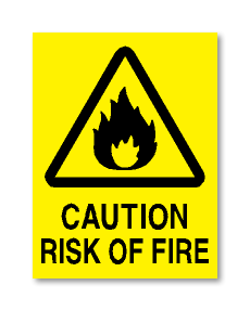 מדבקות CAUTION RISK OF FIRE