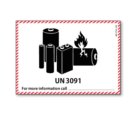 מדבקת משלוח לסוללת ליתיום מתכת UN3091 גודל 10.5×7.4