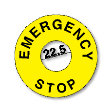 מדבקת EMERGENCY STOP עגולה קוטר 22 מ”מ