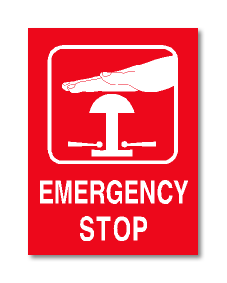 מדבקה EMERGENCY STOP, PVC