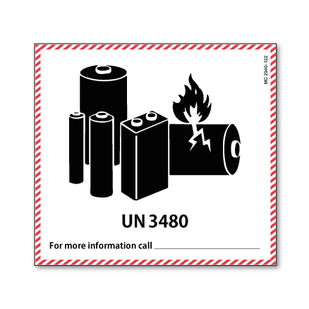 מדבקת משלוח לסוללת ליתיום יון UN3480 גודל 12×11 ס”מ