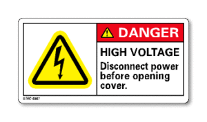 DANGER. HIGH VOLTAGE Disconnect power before opening cover