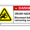 DANGER. CRUSH HAZARD Disconnect before removing cover