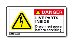 DANGER. LIVE PARTS INSIDE Disconnect power before servicing