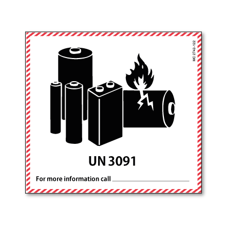 מדבקת משלוח לסוללת ליתיום מתכת UN3091 גודל 12×11