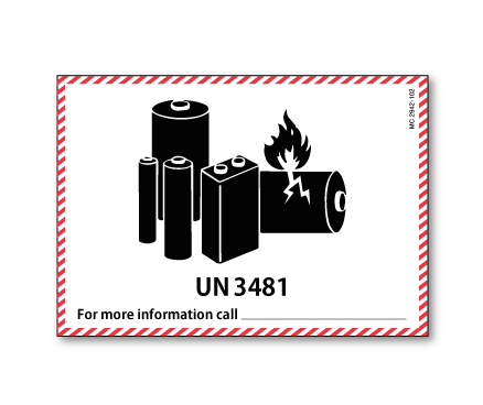 מדבקת משלוח לסוללת ליתיום-יון UN3481 גודל 10.5×7.4 ס”מ