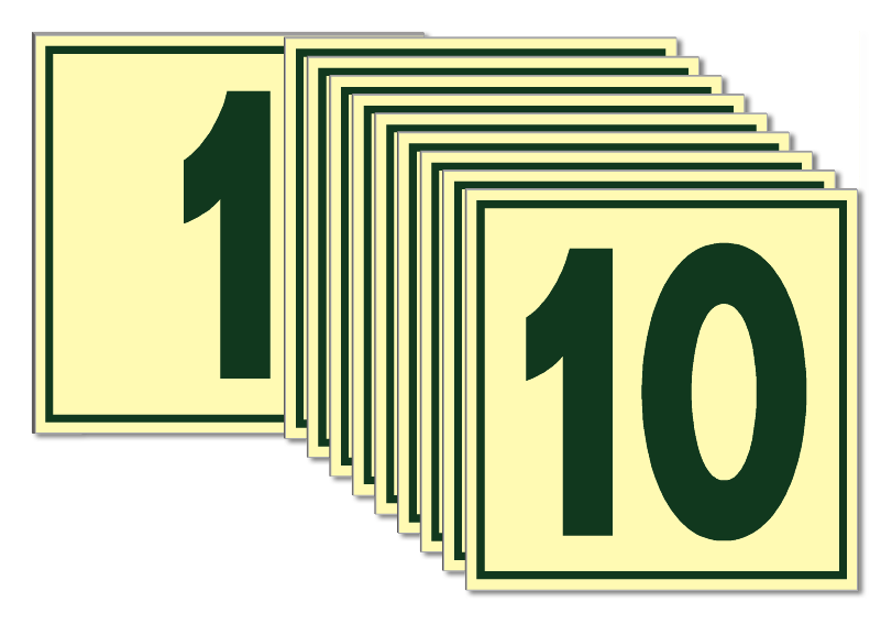 סט מדבקות שלטים פולטי אור (הג”א) מספרים 1 עד 10