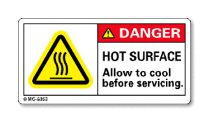 DANGER. HOT SURFACE Allow to cool before servicing