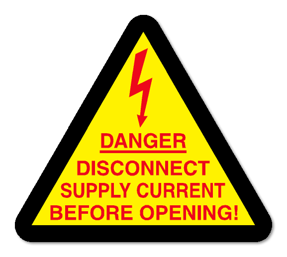 DANGER DISCONNECT SUPPLY CURRENT BEFORE OPENING!